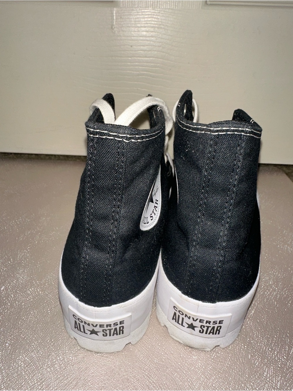 Converse Womens Black and White High Top platform Sneakers W8.5 - Picture 7 of 10